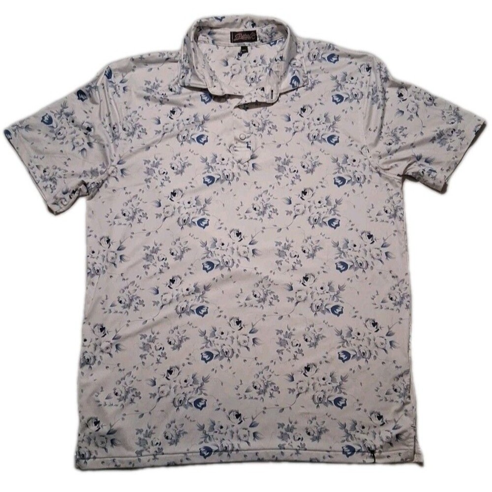 Rafter C Cowboy Men's M/L Western Floral Short Sleeve Pearl Snap Shirt Blue - Picture 2 of 6